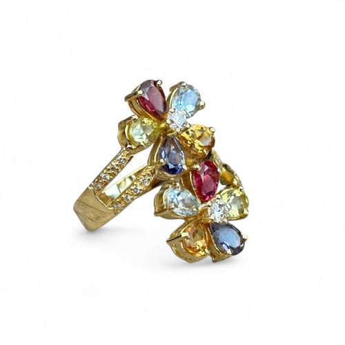 Bague 59 Bague fleurs pierres fines diamants 58 Facettes 237