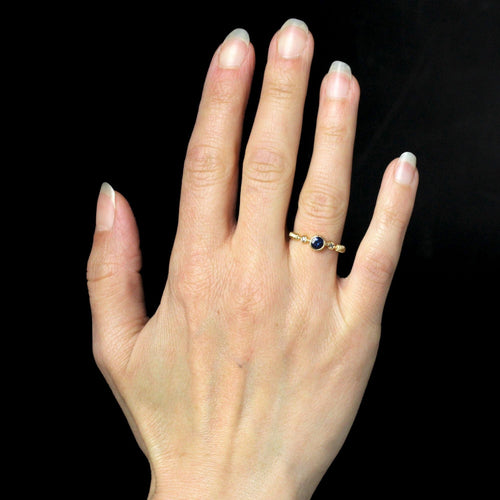 Bague 54 Anneau or jaune saphir diamants 58 Facettes CV139