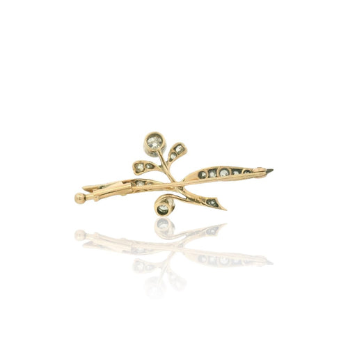 Broche Broche en or jaune et argent avec diamants 58 Facettes