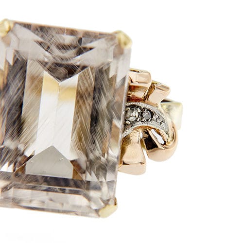 Bague 54 Bague en or trois pièces avec morganite et diamants 58 Facettes 37785