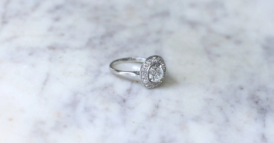 Bague Bague Cible Art Deco Diamants sur Or et Platine 58 Facettes