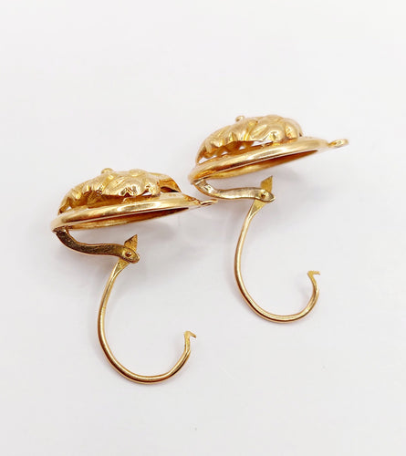 Boucles d'oreilles Dormeuses victoriennes poissardes à fleurs en or rose 18k (circa 1890) 58 Facettes A06467