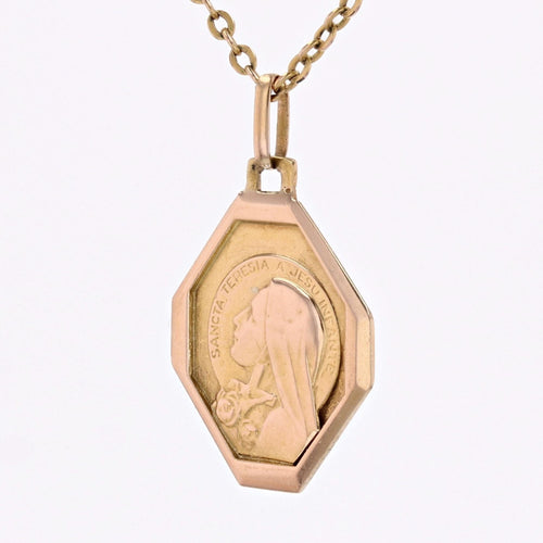 Pendentif Médaille or rose Sainte Thérèse 58 Facettes CVP128