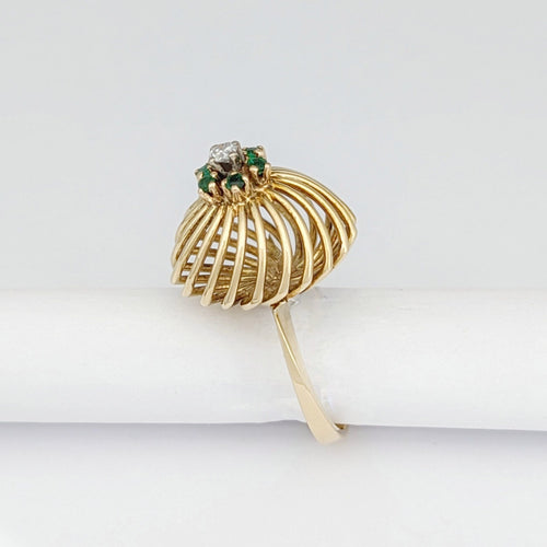 Bague 48 Bague en Or Jaune, Diamant et Pierres Vertes 58 Facettes 32611