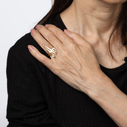 Bague Bague initiale lettre M vintage en or jaune 14 carats, taille 5, bijoux fins 58 Facettes G14011