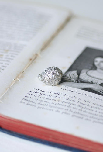 Bague Bague Dôme Art Déco Diamants 1,30 Ct sur Platine 58 Facettes