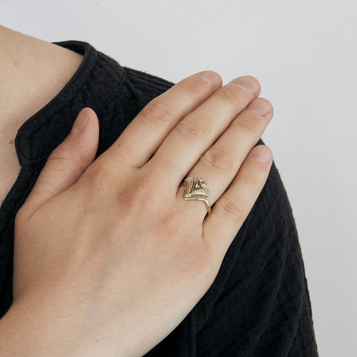 Bague 57 Bague aigrette diamant or rose et blanc Art Nouveau 58 Facettes