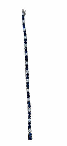 Bracelet Bracelet tennis or blanc, diamants et saphirs 58 Facettes