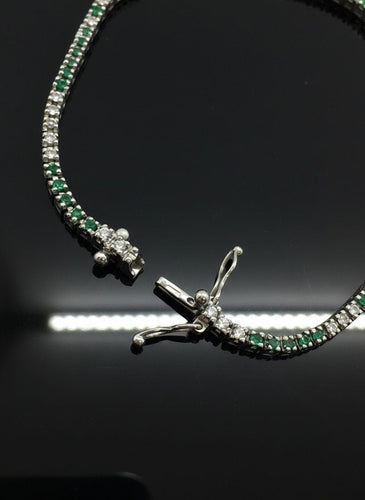 Bracelet Diamants de tennis et tsavorites 58 Facettes