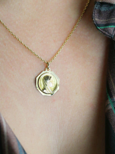 PAUL BRANDT Medaille Art Deco Gelbgold Jungfrau Maria im Profil 