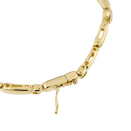 Geelgouden armband met segmenten, saffieren en diamanten 