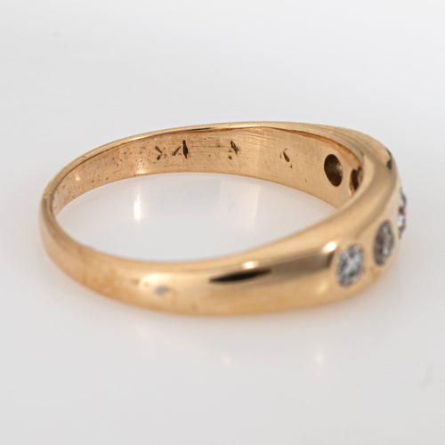 Bague 58 Bague victorienne antique à 5 diamants, bande en or jaune 14 carats, taille ancienne 58 Facettes G13948