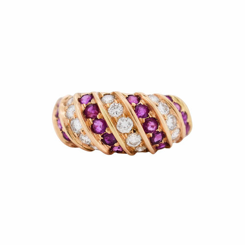 Bague 54 Bague Jonc Or 18k Diamants et Rubis naturels 58 Facettes