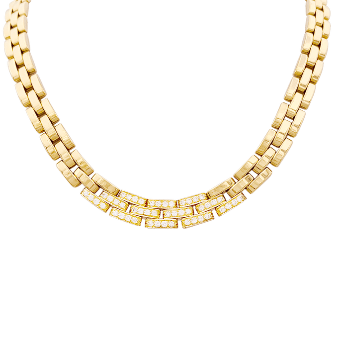 Collier Collier Cartier "Tyrana", or jaune, diamants. 58 Facettes 34144