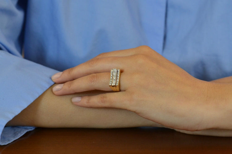 Bague vintage diamants en or et platine 58 Facettes 27490dv