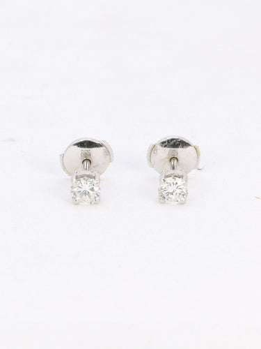 Boucles d'oreilles Puces d'oreilles or blanc diamants ronds 0.7 carat 58 Facettes 1099.32