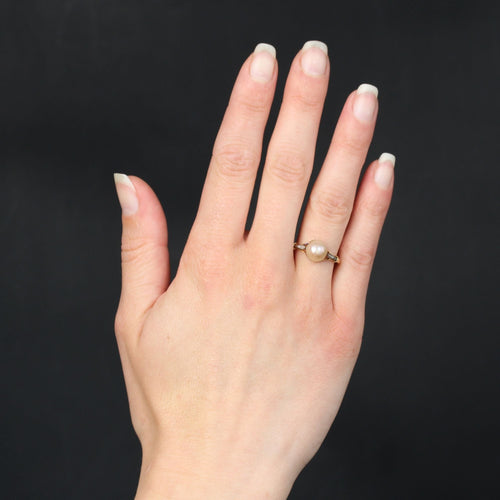 Bague 53 Bague ancienne perle et diamants taillés en rose 58 Facettes 15-360