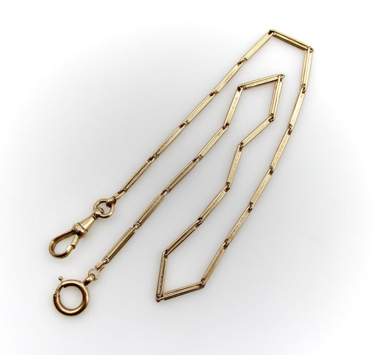 Montre Chaîne de montre austro-hongroise édouardienne en or 14 carats 58 Facettes A20024