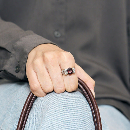 Bague 50,5 Bague or gris, tourmaline et diamants 58 Facettes COG04963