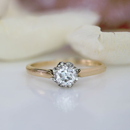 Bague 47 Bague solitaire ancienne or jaune diamant 58 Facettes 25-072B