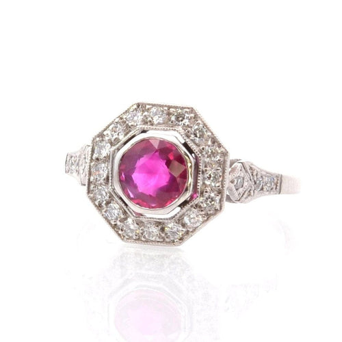 Bague Bague art déco platine rubis et diamants 58 Facettes 25722