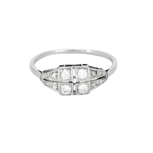 Bague 56 Bague Art Déco en or blanc et diamants 58 Facettes B250545