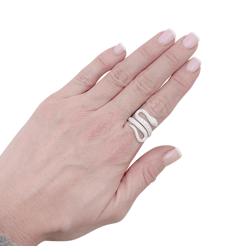 Bague 53 Bague Messika "Snake" or blanc, diamants. 58 Facettes 34151