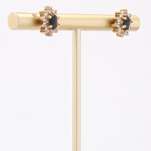 Boucles d'oreilles Puces d'oreilles or jaune et saphirs 58 Facettes 19-089B