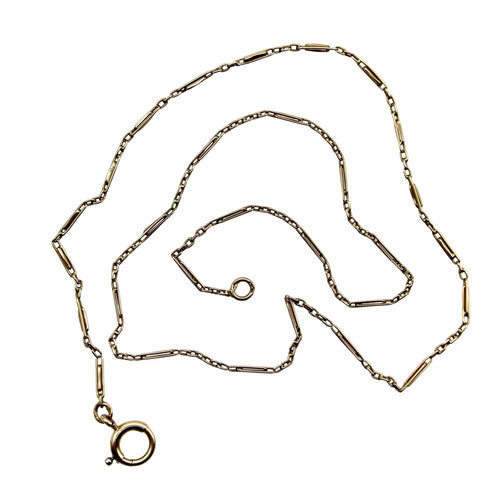 Collier Chaîne portugaise à maillons alternés en or jaune de style édouardien 58 Facettes A20003