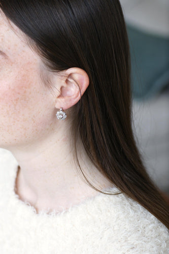 Boucles d'oreilles Boucles d'oreilles Belle Époque Marguerite or rose, diamants 58 Facettes