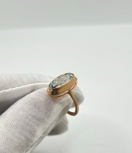 Bague 53 Bague or rose et Aigue-Marine 5 ct 58 Facettes