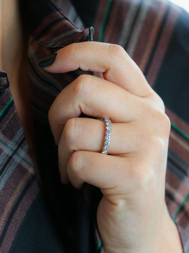 Bague 59 Alliance or blanc diamants ronds 2.4 carats 58 Facettes 1099.33