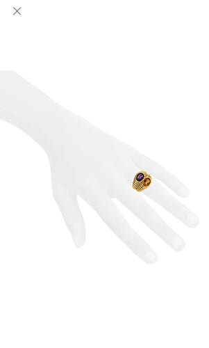 Bague 52 Bague Bulgari Double Baccellato en or citrine et améthyste 58 Facettes