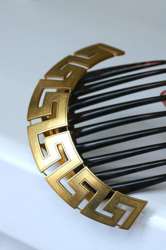 Peigne grec Méandre or jaune et écaille 58 Facettes