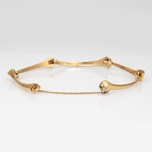 Bracelet Bracelet vintage à clous serti de diamants ronds en or jaune 14 carats 58 Facettes G14189