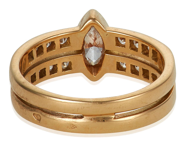 Bague Cartier Marquise Diamond Gold Band Ring 58 Facettes