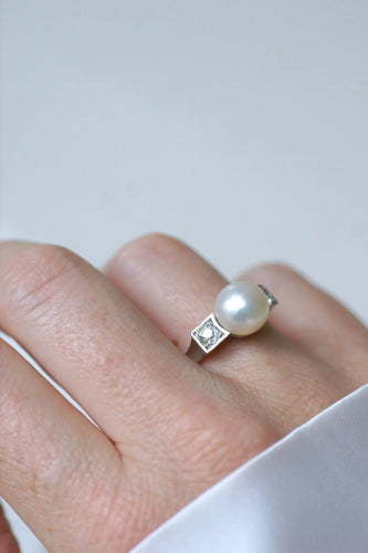 Bague 58 Bague Art Déco Perle et Diamants 58 Facettes