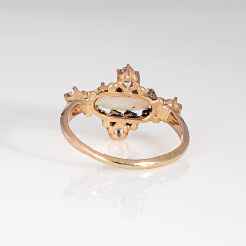 Bague 49 Bague antique victorienne en or jaune 14 carats avec opale et diamant 58 Facettes G13910