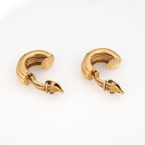 Boucles d'oreilles Boucles d'oreilles créoles vintage Tiffany & Co côtelées 19 mm en or jaune 14 carats, bijoux signés 58 Facettes G13965