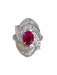 Bague 52 Importante bague en platine rubis et diamants 58 Facettes