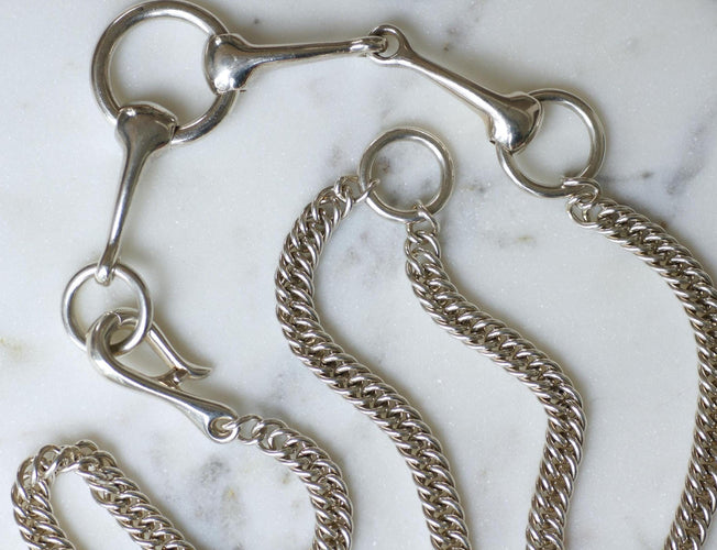 Collier Hermès Sautoir Mors en Argent 73.00 cm 58 Facettes