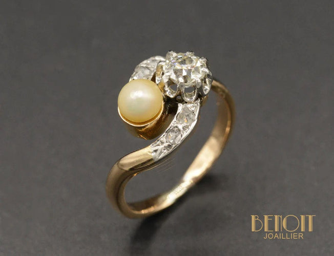 Bague Bague Toi et Moi Perle et Diamant 58 Facettes A10009