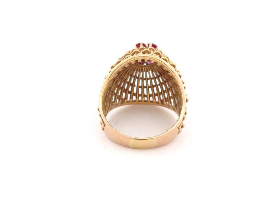 Bague 55 bague dome sertie de 7 rubis en or jaune 58 Facettes 263672