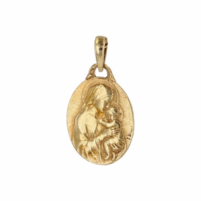 Pendentif Médaille ancienne or jaune Vierge à l'enfant signée Dropsy 58 Facettes CVP170