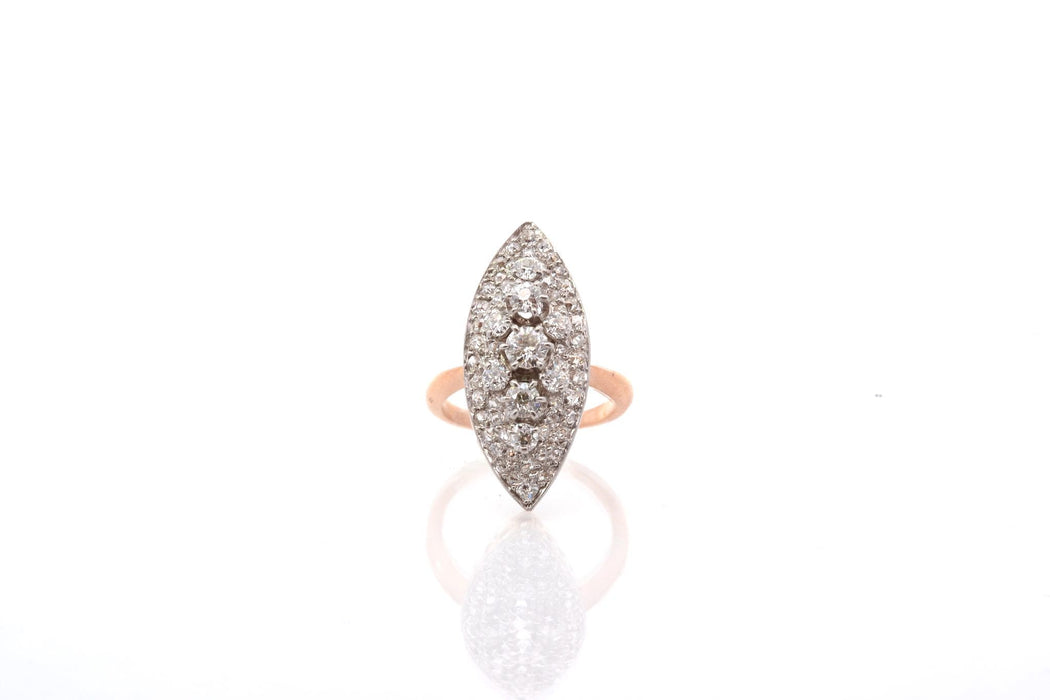 Vintage marquise diamond ring in yellow gold