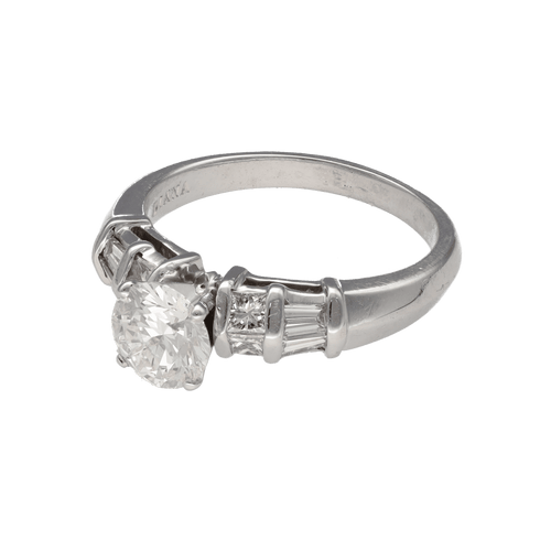 Bague 55 Solitaire en or gris 18K avec diamant 1,12 ct H-VS1 – Certificat HRD – Taille 55-56 58 Facettes