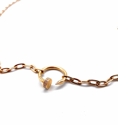 Collier Cartier - Collier sautoir Juste Un Clou pavé en or rose 18k et diamants 58 Facettes