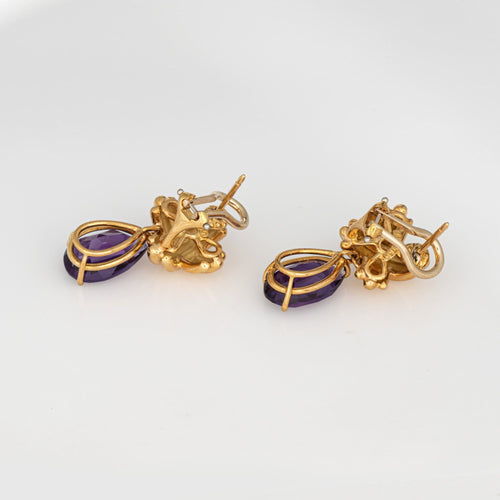 Boucles d'oreilles Boucles d'oreilles pendantes vintage Tiffany & Co en améthyste, années 1990, Signature X Cross, or 18 carats 58 Facettes G13860