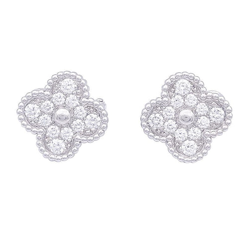 Boucles d'oreilles Boucles d'oreilles Van Cleef & Arpels "Vintage Alhambra" or blanc, diamants. 58 Facettes 33739