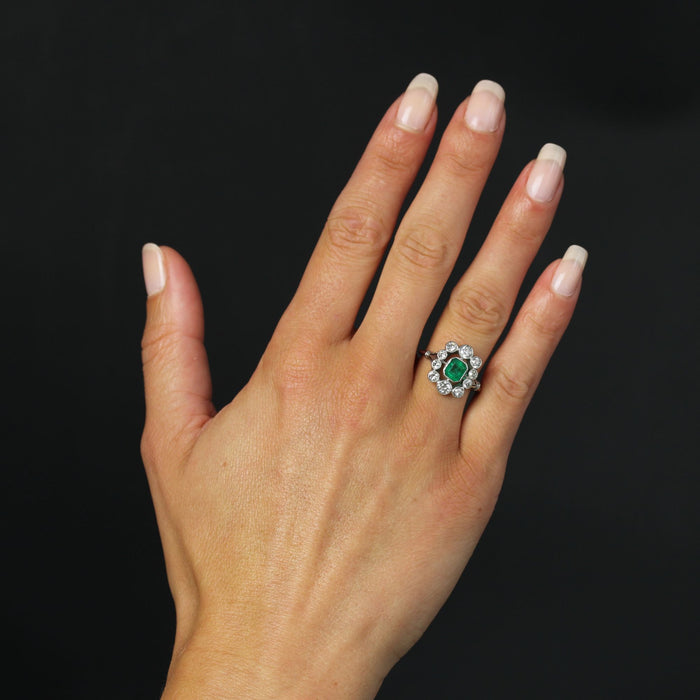 Antique emerald and diamond ring